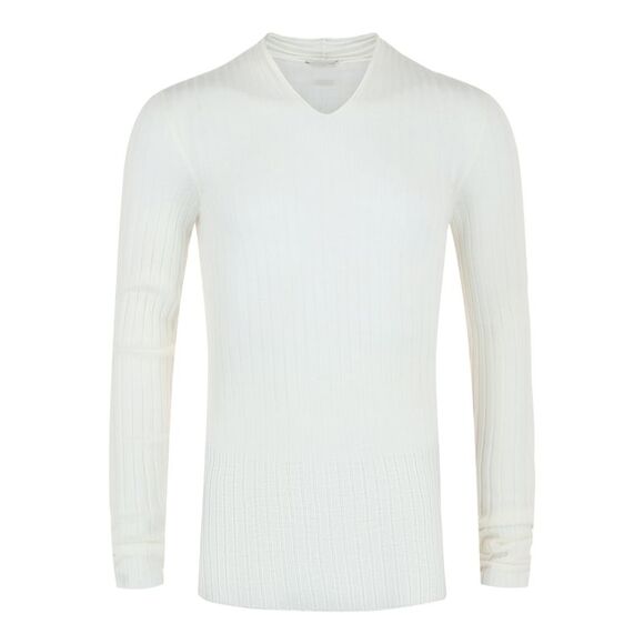 Ferragamo V-Neck Knit Sweater White Mens
